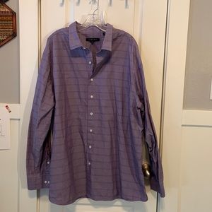 Synrgy DXL 2XLT Lilac Purple Striped Cotton Button-Up Shirt